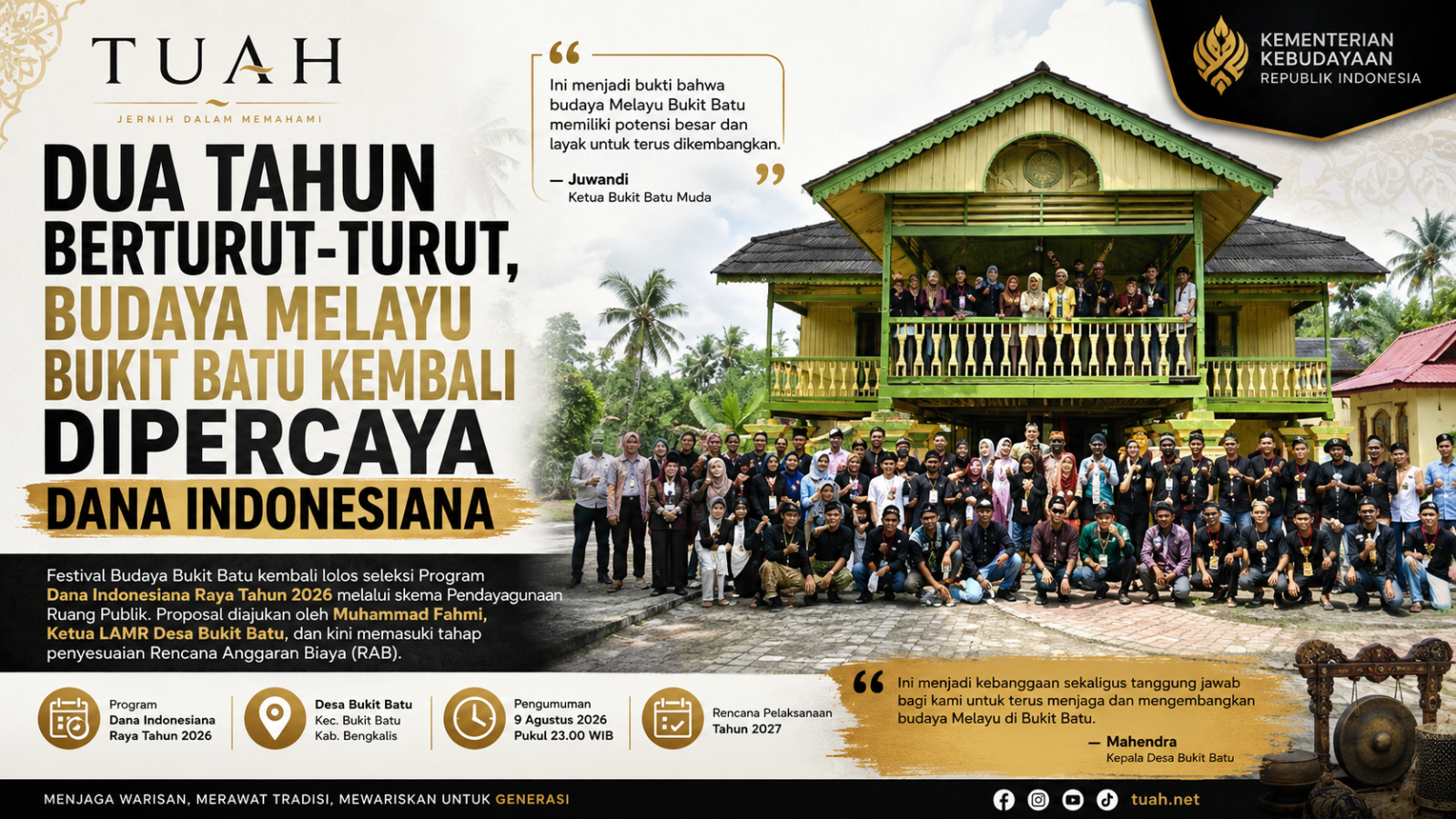 Dua Tahun Berturut-turut, Festival Budaya Bukit Batu Kembali Dipercaya Dana Indonesiana