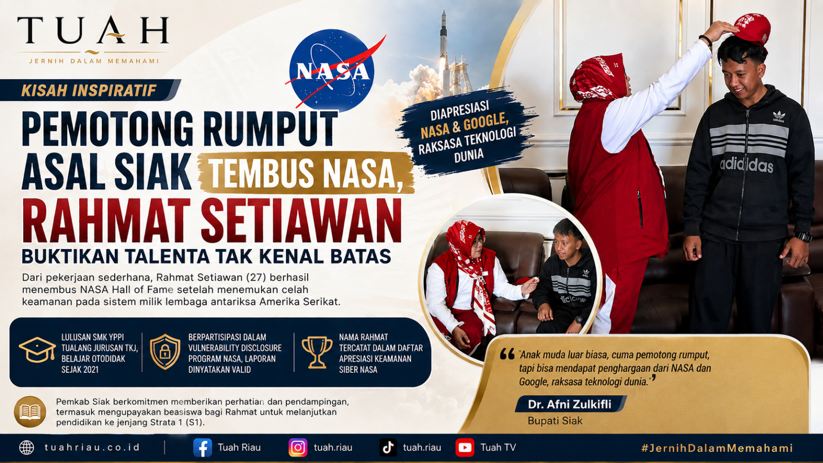 Pemotong Rumput Asal Siak Tembus NASA, Rahmat Setiawan Buktikan Talenta Tak Kenal Batas