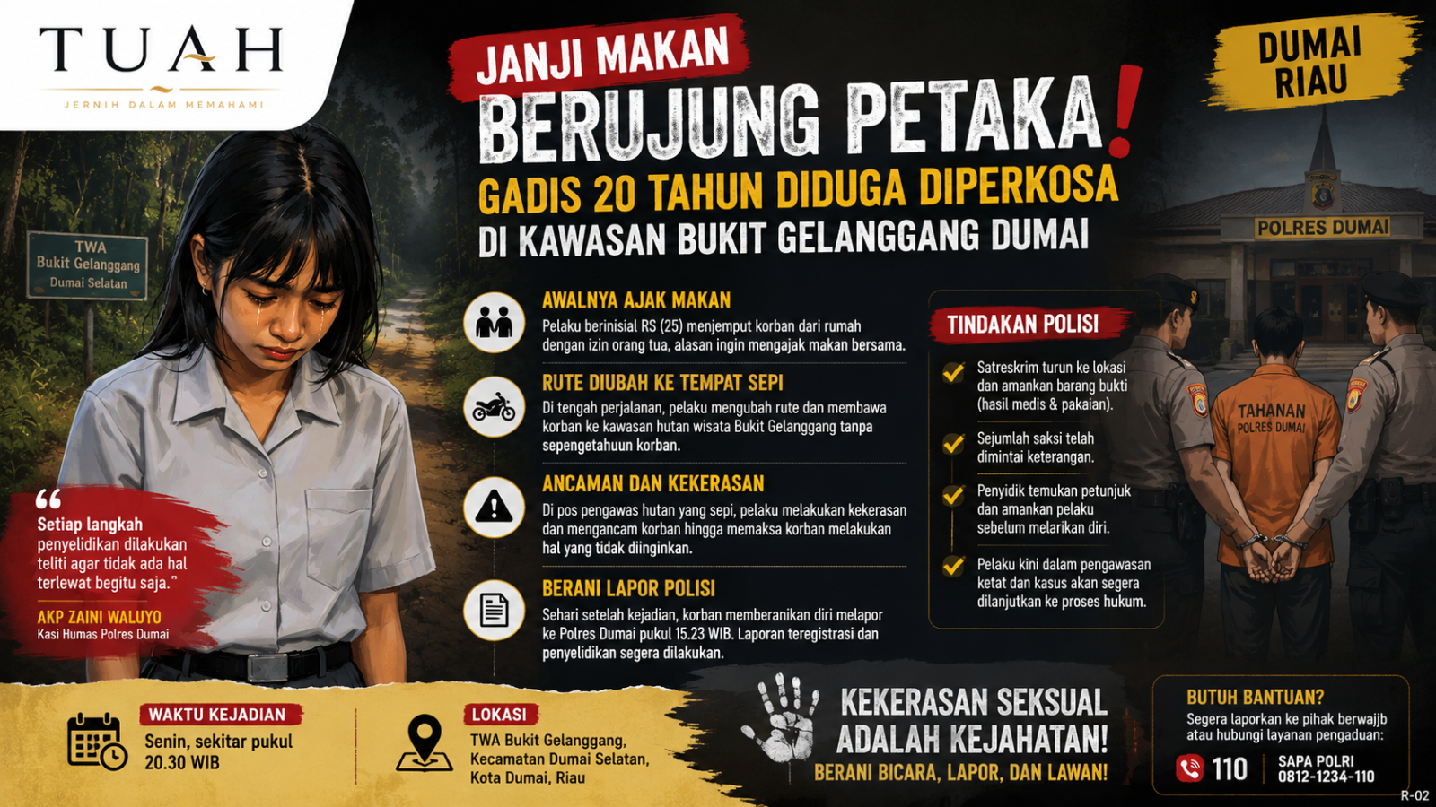Janji Makan Berujung Petaka, Gadis 20 Tahun Diduga Diperkosa di Kawasan Bukit Gelanggang Dumai