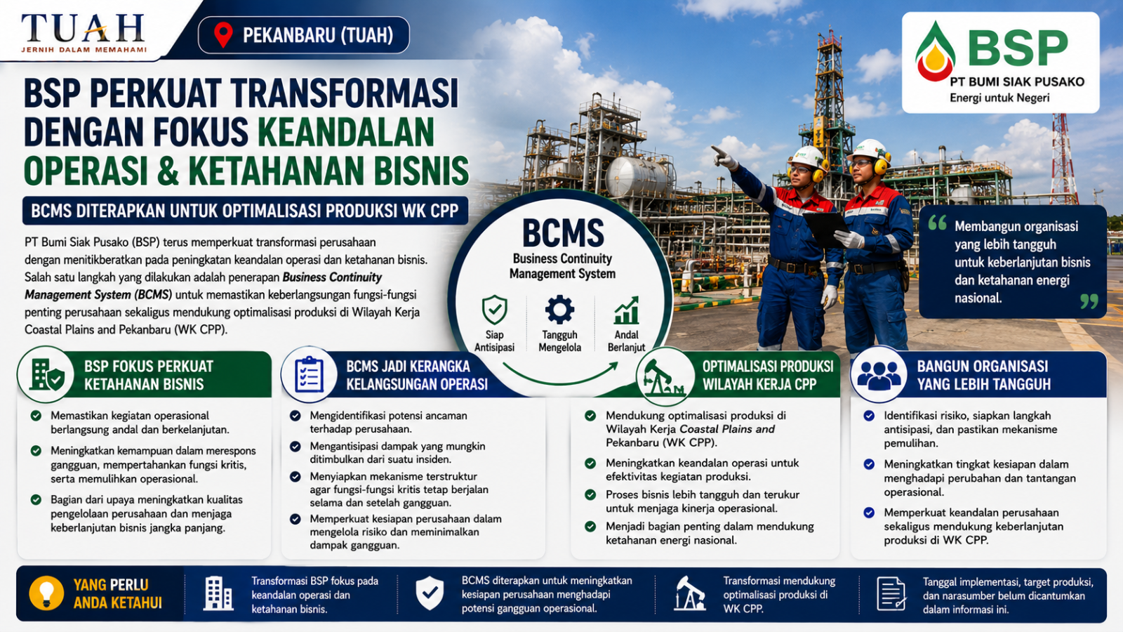 Transformasi BSP Diperkuat, Keandalan Operasi dan Produksi WK CPP Jadi Fokus