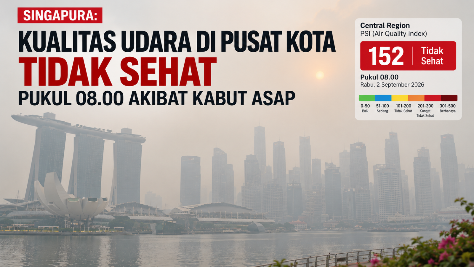 Singapura: Kualitas Udara Di Pusat Kota Tidak Sehat Pukul 08.00 Akibat Kabut Asap